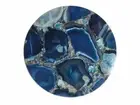Round Blue Agate Stone Round Nesting Coffee Table Top for Home Restaurant Décors