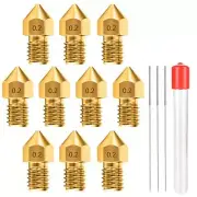 0.2MM MK8 Ender 3 Nozzles 10 pcs 3D Printer Brass Nozzles Extruder for Makerbot