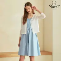 在飛比找Yahoo奇摩購物中心優惠-OUWEY歐薇 超甜針織外套桃心領吊帶裙兩件套(淺藍色；S-