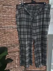 Autograph Plaid Pants, 22, New, Stretch, Light Grey & Black