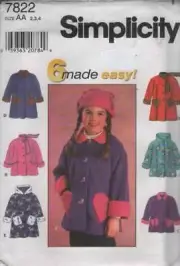 7822 SIMPLICITY CHILD'S JACKET OR COAT SIZE 2-4