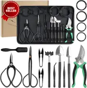 Bonsai Tree Kit 16PCS Garden Hand Tool Set w Pruning Shears, Bonsai Scissors, Tr
