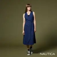 在飛比找momo購物網優惠-【NAUTICA】女裝 交叉V領無袖洋裝(藍)