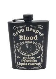 Stainless Steel Liquor Hip Flask With Funnel Engraved Reaper Blood Drinking Gift