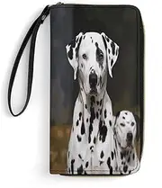 [BFGWK] Large Wallet Novelty Dalmatian Dog Printing Long Wallet With Zipper Leather Wallet Suitable For Both Men And Women, style, 19.7x10.5cm, Style, 19.7x10.5cm, 现代