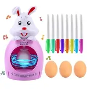 Easter Egg Decorating Spinner With Music Eggs Pens Kids Gift Plastic Holidays Children Play Arts And Crafts White Rabbit And Pink Egg