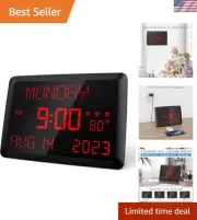 Stylish 11.5" Wall Clock - Brightness Adjustable, Day/Date Display & Backup