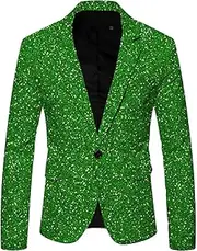 [Generic] Men's Blazers Casual 3D Sequin Slim Fit Coat Blazer One Button Lightweight Business Party Lapel Suit Jacket for Men