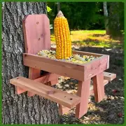 Squirrel Picnic Table- Picnic Table Feeder for Squirrels with Corn Holder