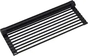 KRAUS Multipurpose Over-Sink Roll-Up Dish Drying Rack, Colander and Trivet in Black, KRM-10BLACK