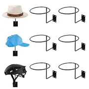 9Pcs Wall Hat Holder Helmet Stand - Black Metal Baseball Hat Organizer Hat Rack Helmet Holder Wall Mount Closet Storage- Wig Stand Home Organization Motorcycle Helmet Accessories Cowboy Hat Rack