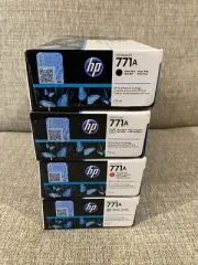 Set Of 4 HP 771A l Ink Cartridge, Light Cyan, Black, Chromatic Red, Matte Black