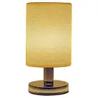 USB Bedside Lamp with Linen Fabric Shade Desk Lamp (Flax Yellow-Silver) Hot
