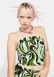 [Another Girl] Green Swirl Print Bandeau