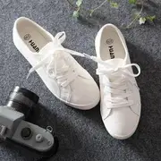 Canvas Lace-Up Sneakers White - 40