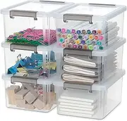 Citylife 6 Packs Small Storage Bins with Lids 3.2 Qt./ 3 L Plastic Storage Containers for Organizing Stackable Clear Storage Boxes