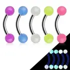 5 Pc Acrylic Glow in the Dark Ball Tragus Lip Snug Piercing Eyebrow Ring 16g