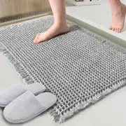 Grey Waffle Bath Mat,Super Absorbent Non Slip Bathroom Rug,Gray