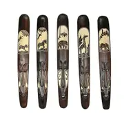 Zeckos Set of 5 Hand Carved Brown Wood African Style Decorative Tribal Mask Wall Hangings - Artisan Crafted - Easy To Hang - Boho Chic Art Decor- 3...