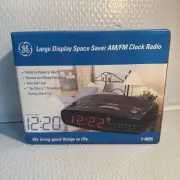Vintage NEW GE Alarm Clock Radio AM/FM Model 7-4835 Space Saver Power Tested