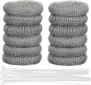 Dulinkas 12 Pcs Lint Traps for Washing Machine Hose Stainless Steel Lint Trap Washer Hose Lint Traps Laundry Mesh Washer Hose Filter Rustproof Catcher with 12Pcs Nylon Cable Ties