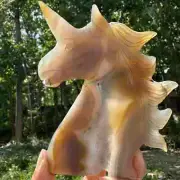 230g natural agate hand carved unicorn skull quartz crystal healing gift