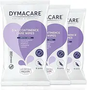 DYMACARE 5 in 1 Continence Care Wipes, Adult Premium Incontinence Wet Wipes, Scented and Moistened Personal Skin Cleansing Cloths with Barrier Protection, 6 Count (Pack of 3)
