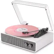 Vintage Vinyl Record Player Bluetooth Turntable White Adjustable Counterweight