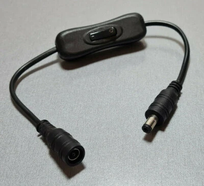 DC Power Switch 5.5 x 2.1mm Male Plug to Female Socket Adapter