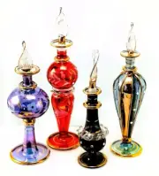 4 Vintage Handmade Egyptian Perfume Bottles w Swarovski made pre 1995 JCE17 12