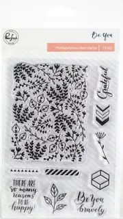 Pinkfresh Studio Be You Stamp Set Grateful Be You Bravely Floral Leaf Leaves