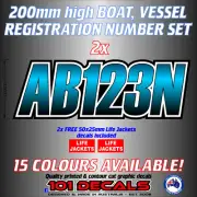 2x200mm FULL colour BOAT VESSEL REGISTRATION rego numbers letters decal stickers