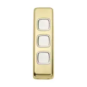 5856 Switch Flat Plate Rocker 3 Gang White Polished Brass H108xW30mm