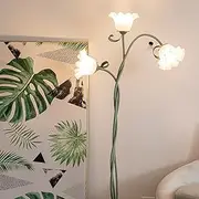 Green Floor Lamp Living Room, European DIY Iron Floor Lamp with 3 Rotating Flowers, 170 cm Modern Floor Lamp, Suitable for Bedroom, Living Room, Study, Office, Includes 3 Bulbs