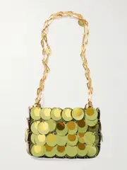 [RABANNE] RABANNE - Sparkle Sequined Satin Shoulder Bag - Green - One size One size Green