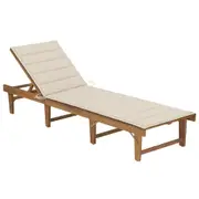 Folding Sun Lounger with Cushion Solid Acacia Wood vidaXL