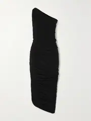 [Norma Kamali] Norma Kamali - Diana One-shoulder Ruched Stretch-jersey Gown - Black - small small Black