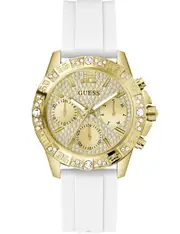 Guess GW0772L3 Gold Dial White Silicone Womens Watch