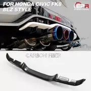 For HONDA Civic FK8 BLZ Style Carbon Fiber Rear diffuser Center Garnish addon