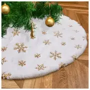 White Faux Fur Tree Skirt Sequin Snowflakes Tree Skirts Mini 24 Inches Gold