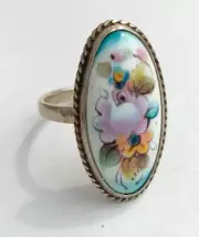Vintage Ring Finift enamel Cupronickel USSR times. Women's Jewelry size 6.75