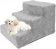 Provecta 3 Steps Pet Stairs for Bed,Dog Steps Stairs Ramps for Bed Couch,Pet Steps Stairs with Removable Cover for Small,Elderly,Injured Dogs/Cats,Grey