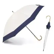 Parasol-cum-Umbrella Bamboo HandleUV Block Cut Piece White x Navy 60cm