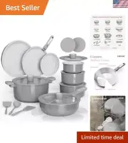 25pcs Ceramic Cookware Set, Pots and Pans Set Non Stick, Induction Kitchen Co...
