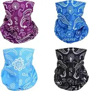 SMEHCF 4 Cashew Flower Headband Bandana Balaclava Half Face Mask Shield Head Hair Scarf Neck Gaiter Hat Multipurpose For WoMen Men Breathable Reusable Washable Black Blue Purple