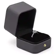 Engagement Ring Box Dark Gray, Square Leather Velvet Ring Bearer Box, Dark gray