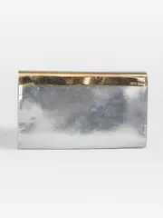 Silver Leather Clutch Bag
