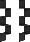 HOOBRO Corner Shelf, Set of 2 Floating Shelves, 4-Tier Black