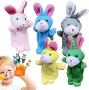 Finger Puppets | Bunny Role Play Toys Set of 5 | Soft Plush Animals Puppet Toys for Kids Boys Girls for Shows, Playtime, Schools
