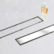 48" Linear Shower Drain, Brushed Stainless Steel, Tile Insert, Hair Strainer